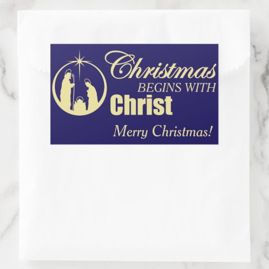 Weihnachten beginnt mit Christus Rechteckiger Aufkleber (Tasche)