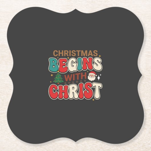 Weihnachten Beginnt Mit Christus Retro Weihnachtsm Untersetzer (Vorderseite)