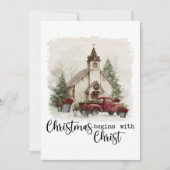 Weihnachten beginnt mit Christus rustikalem roten (Vorderseite)