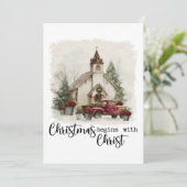 Weihnachten beginnt mit Christus rustikalem roten (Stehend Vorderseite)