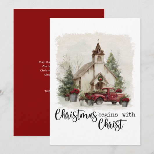 Weihnachten beginnt mit Christus rustikalem roten (Vorne/Hinten)