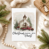 Weihnachten beginnt mit Christus rustikaler roter
