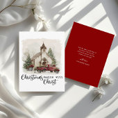Weihnachten beginnt mit Christus rustikaler roter