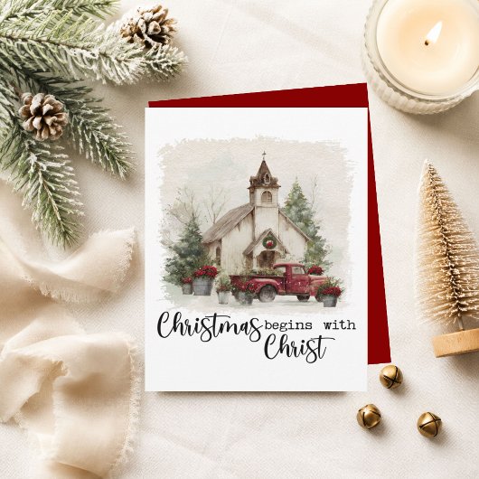 Weihnachten beginnt mit Christus rustikaler roter