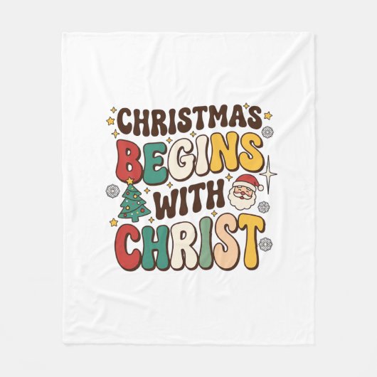 Weihnachten beginnt mit Christus Santa Baum Design Fleecedecke (Vorderseite)