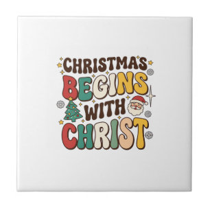 Weihnachten beginnt mit Christus Santa Baum Design Fliese