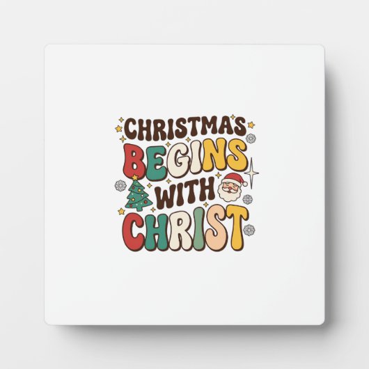 Weihnachten beginnt mit Christus Santa Baum Design Fotoplatte (Vorderseite)