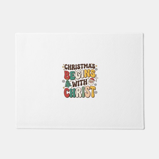 Weihnachten beginnt mit Christus Santa Baum Design Fußmatte (Vorderseite)