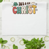 Weihnachten beginnt mit Christus Santa Baum Design Geschirrtuch (Gefaltet)
