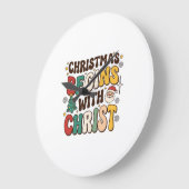 Weihnachten beginnt mit Christus Santa Baum Design Große Wanduhr (Winkel)