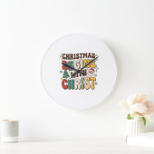 Weihnachten beginnt mit Christus Santa Baum Design Große Wanduhr (Zuhause)