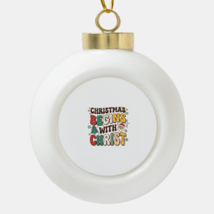 Weihnachten Beginnt Mit Christus Santa Baum Design Keramik Kugel-Ornament