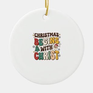 Weihnachten beginnt mit Christus Santa Baum Design Keramik Ornament
