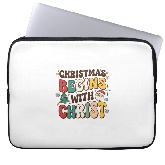 Weihnachten beginnt mit Christus Santa Baum Design Laptopschutzhülle (Vorderseite)