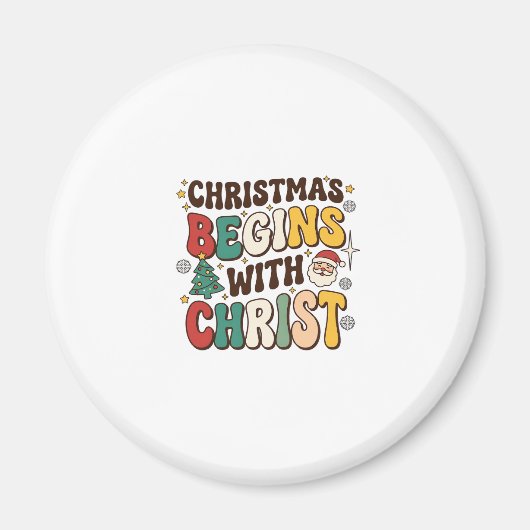 Weihnachten beginnt mit Christus Santa Baum Design Magnet (Vorne)