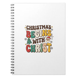 Weihnachten beginnt mit Christus Santa Baum Design Notizblock