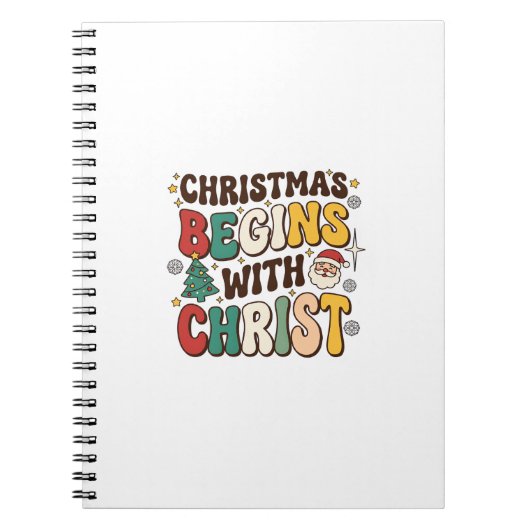 Weihnachten beginnt mit Christus Santa Baum Design Notizblock (Vorderseite)