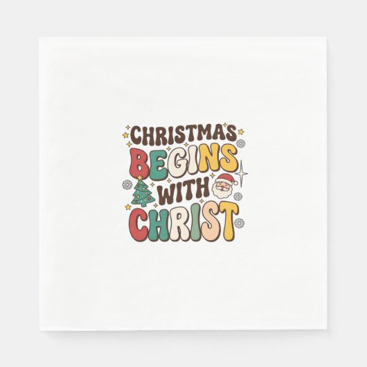 Weihnachten beginnt mit Christus Santa Baum Design Serviette (Vorderseite)