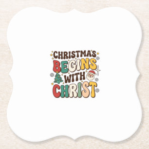 Weihnachten beginnt mit Christus Santa Baum Design Untersetzer