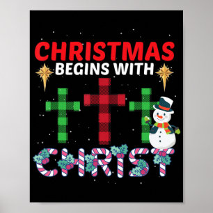 Weihnachten beginnt mit Christus Snowman Christlic Poster