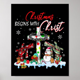 Weihnachten beginnt mit Christus Snowman Christlic Poster