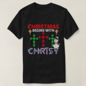 Weihnachten beginnt mit Christus Snowman Christlic T-Shirt (Design vorne)