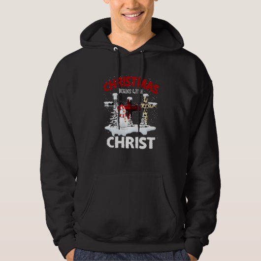 Weihnachten beginnt mit Christus Snowmans Kreuz Je Hoodie (Vorderseite)