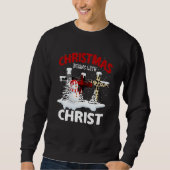 Weihnachten beginnt mit Christus Snowmans Kreuz Je Sweatshirt (Vorderseite)