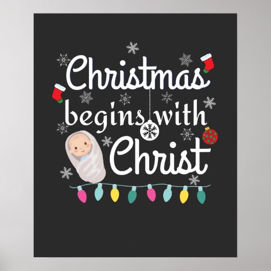 Weihnachten beginnt mit Christus T - Shirt Poster (Vorne)