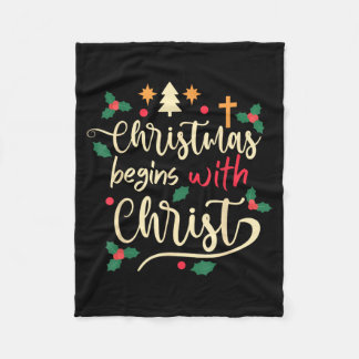 Weihnachten beginnt mit Christus Xmas Tag Christli Fleecedecke