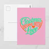 Weihnachten beginnt mit Liebe Digital Art Design Postkarte (Vorne/Hinten)