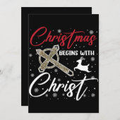 Weihnachten beginnt mit Weihnachten Weihnachten Ch Einladung (Vorne/Hinten)