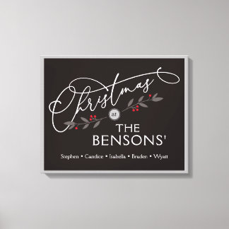 "Weihnachten bei" Familienname Holiday SVG Leinwanddruck
