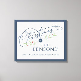 "Weihnachten bei" Familienname Holiday SVG Leinwanddruck