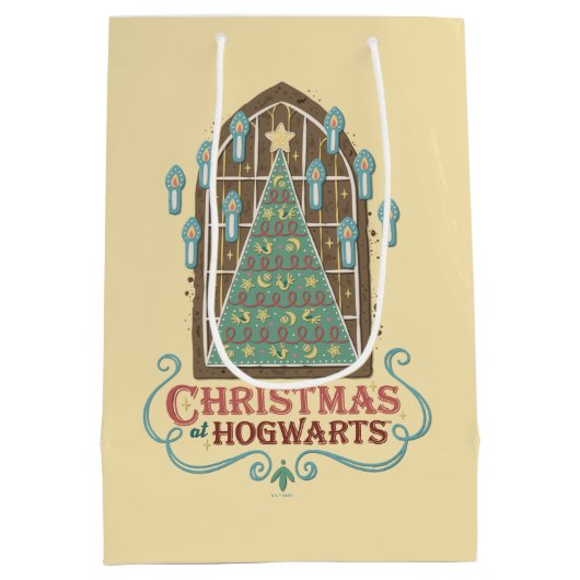 Weihnachten bei HOGWARTS™ Cookie Graphic Mittlere Geschenktüte (Rückseite)
