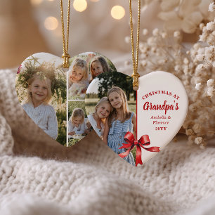 Weihnachten bei Opa 4 Foto-Rote-Schleife Weihnacht Keramik Ornament