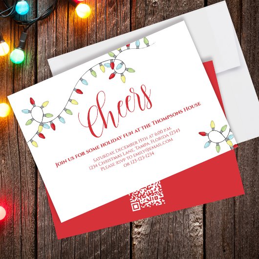 Weihnachten Beifall Farbige String Lights QR Code Einladung