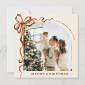 Weihnachten Beige Boho Bow Ribbon 2 Foto (Vorderseite)