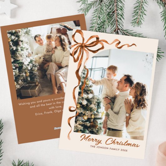 Weihnachten Beige Boho Bow Ribbon 2 Foto