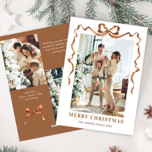 Weihnachten Beige Boho Bow Ribbon 3 Foto