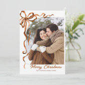 Weihnachten Beige Boho Bow Ribbon 5 Foto (Stehend Vorderseite)