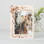Weihnachten Beige Boho Bow Ribbon 5 Foto (Stehend Vorderseite)