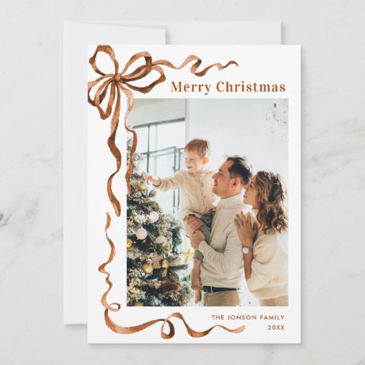 Weihnachten Beige Boho Bow Ribbon 5 Foto (Vorderseite)