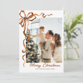 Weihnachten Beige Boho Bow Ribbon 5 Foto (Stehend Vorderseite)