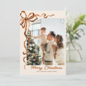 Weihnachten Beige Boho Bow Ribbon 5 Foto (Stehend Vorderseite)