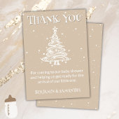 Weihnachten Beige Neutral Baby Dusche Danke Karte