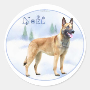 Weihnachten Belgisch Malinois Runder Aufkleber