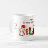 Weihnachten BELIEVE Familienname Traditionell Kaffeetasse (Vorderseite Links)