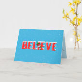 Weihnachten BELIEVE in Schneeflocken mit Schneeman Karte (Gelbe Blume)