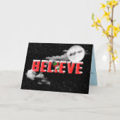 Weihnachten BELIEVE mit Weihnachten und Schlitten  Karte (Gelbe Blume)